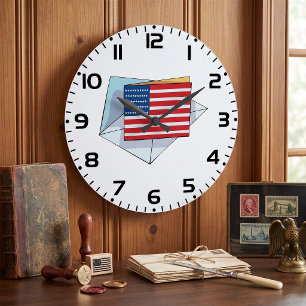 USA-Flagge auf einer Karte Große Wanduhr