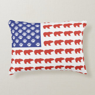 USA-Flagge aus Grizzly Bears Dekokissen