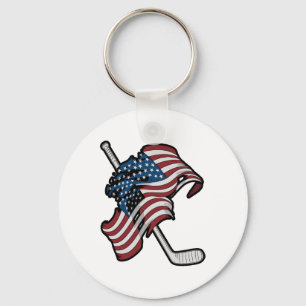 USA-Flagge aus Hockeyschlägern  Schlüsselanhänger
