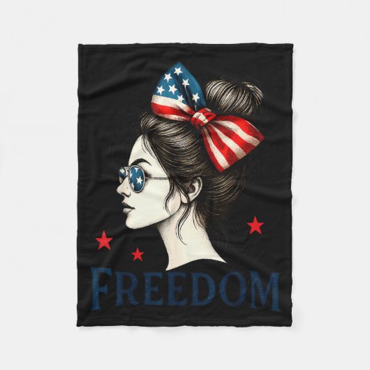USA-Flagge Bogen Unordentlicher Dutt Mädchen Dom A Fleecedecke (Vorderseite)