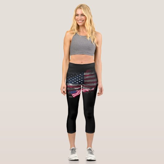 USA-Flagge Capri Leggings (Vorderseite)