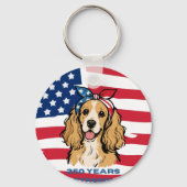 USA-Flagge Cocker Spaniel Schlüsselanhänger (Vorderseite)