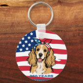 USA-Flagge Cocker Spaniel Schlüsselanhänger (Vorderseite)