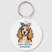 USA-Flagge Cocker Spaniel Schlüsselanhänger (Rückseite)