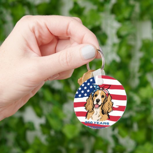 USA-Flagge Cocker Spaniel Schlüsselanhänger (Hand)