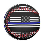 USA-Flagge Das Thin Blue Line-Thema Baseball (Vorderseite Links)