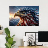 USA-Flagge-Design mit Weißkopfseeadler Poster (Heimbüro)