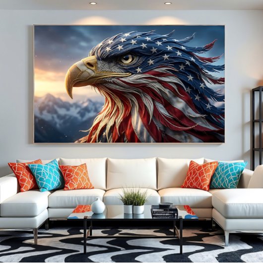 USA-Flagge-Design mit Weißkopfseeadler Poster