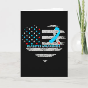 USA-Flagge Diabetes-Bewusstsein Herz Familienunter Karte