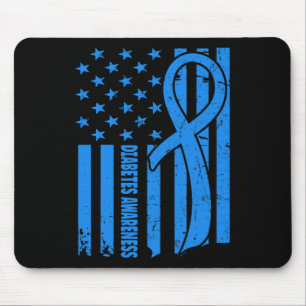 USA-Flagge Diabetic Warrior Blau Diabetes Typ 1 AW Mousepad