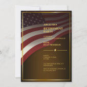 USA-Flagge | Ecke | Goldrahmen | Luxury Brown Einladung (Vorderseite)