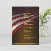 USA-Flagge | Ecke | Goldrahmen | Luxury Brown Einladung (Stehend Vorderseite)