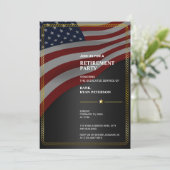 USA-Flagge | Ecke | Goldrahmen | Schwarz Einladung (Stehend Vorderseite)