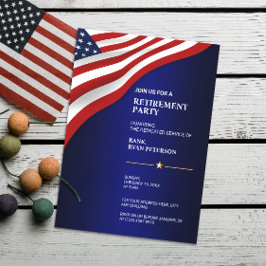 USA-Flagge | Ecke | Luxury Blue Einladung