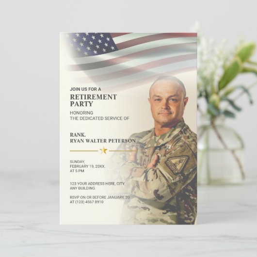 USA-Flagge | Einladung Personalisierten Fotos (Stehend Vorderseite)