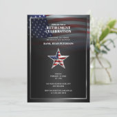 USA-Flagge | Embossed Star | Schwarz Einladung (Stehend Vorderseite)