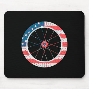 USA-Flagge Fahrrad-Rad Unabhängigkeitstag 4. Juli  Mousepad