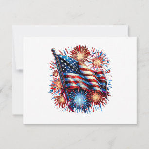 USA-Flagge Feuerwerk Patriotisch Einladung