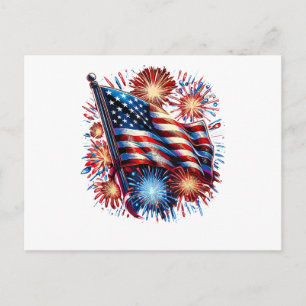 USA-Flagge Feuerwerk Patriotisch Feiertagspostkarte