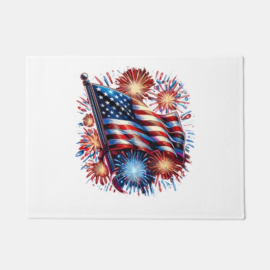 USA-Flagge Feuerwerk Patriotisch Fußmatte (Vorderseite)