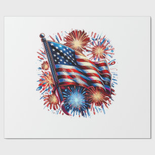 USA-Flagge Feuerwerk Patriotisch Geschenkpapier