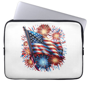USA-Flagge Feuerwerk Patriotisch Laptopschutzhülle