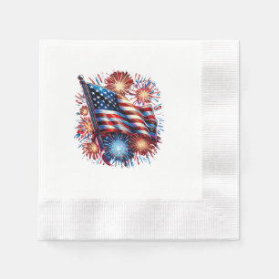USA-Flagge Feuerwerk Patriotisch Serviette
