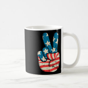 Usa-Flagge Friedenszeichen Hand 4. Juli Patriotisc Kaffeetasse