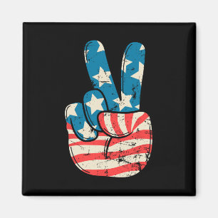 Usa-Flagge Friedenszeichen Hand 4. Juli Patriotisc Magnet