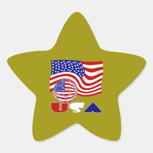 USA-Flagge Fußball Golden Hintergrund Stern-Aufkleber