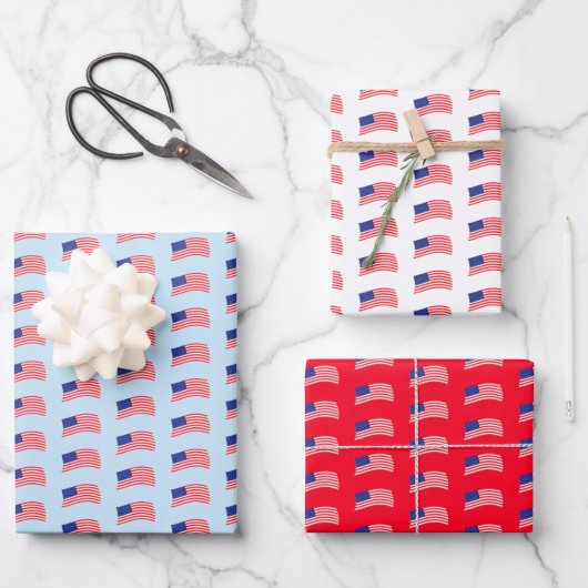USA-Flagge Geschenkpapier Set (Vorderseite)