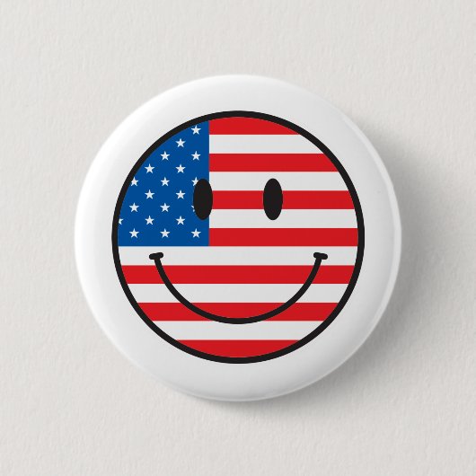 USA-Flagge Glückliches Gesicht Button (Vorderseite)