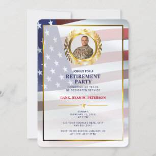 USA-Flagge Goldener Lorbeerzweig Luxusrente Einladung