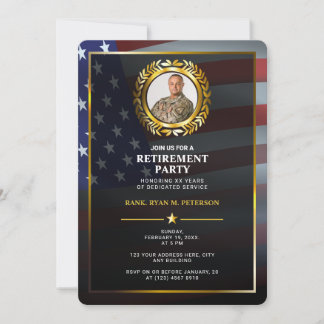 USA-Flagge | Goldener Lorbeerzweig | Luxusrente Einladung
