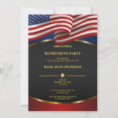 USA-Flagge | Goldkurven | Luxus Black Einladung (Vorderseite)