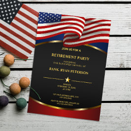 USA-Flagge | Goldkurven | Luxus Black Einladung