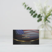 USA-Flagge | Gradation Concave Gold | Schwarz Visitenkarte (Stehend Vorderseite)