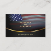 USA-Flagge | Gradation Concave Gold | Schwarz Visitenkarte (Vorderseite)