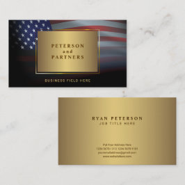 USA-Flagge | Gradation Gold Frame | Gold Visitenkarte