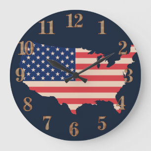USA-Flagge Große Wanduhr