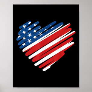 Usa-Flagge Herz Amerikanischer Patriotischer Geden Poster