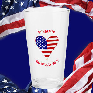 USA-Flagge Herz Funky Personalisiert Glas