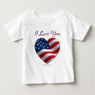 USA-Flagge Herz Ich liebe dich Baby T-shirt