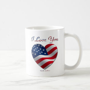 USA-Flagge Herz Ich liebe dich Kaffeetasse