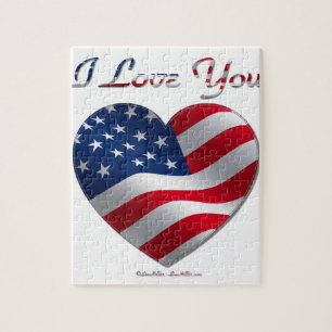 USA-Flagge Herz Ich liebe dich Puzzle