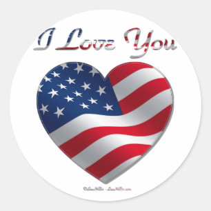 USA-Flagge Herz Ich liebe dich Runder Aufkleber
