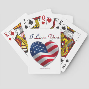 USA-Flagge Herz Ich liebe dich Spielkarten