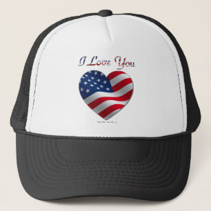 USA-Flagge Herz Ich liebe dich Truckerkappe
