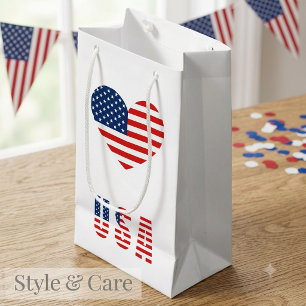 USA-Flagge-Herz-Kleine-Geschenktasche für patrioti Kleine Geschenktüte