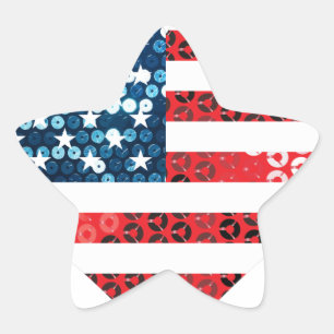 USA-Flagge Herz Stern-Aufkleber